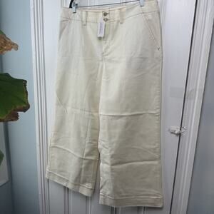 Studio Park Wide Leg Twill Pants Womens High Waist Cream Size 16 NWT
